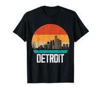 Detroit Michigan USA Retro Vintage Tramonto Skyline Detroit Maglietta