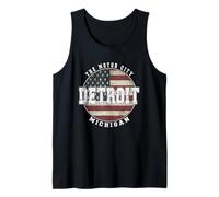 Detroit Michigan, Vintage Bandiera Americana Canotta