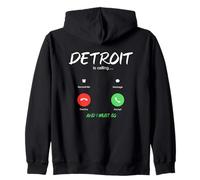 Detroit Sta chiamando e Devo Andare in Viaggio nel Michigan Felpa con Cappuccio