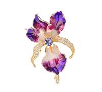 Dettagliato Drip Oil Iris Pin Rame Fatto Accessorio Luce 11,3 g Opera d'arte floreale per giacche borse evento speciale leggera spilla vintage, Misura unica, come descritto