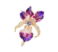 Dettagliato Drip Oil Iris Pin Rame Fatto Accessorio Luce 11,3 g Opera d'arte floreale per giacche borse evento speciale leggera spilla vintage, One Size, come descritto