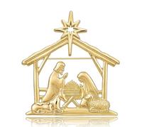 Dettaglio completo Presepe Natale Spilla Cava Mangiatoia Stella Animale Spilla Religiosa Cristiana Vacanza Dichiarazione Gioielli per le Donne