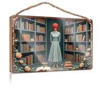 Detti su cartelli in legno bendati nella biblioteca: una misteriosa lettura avventura, cartello in legno da appendere, decorazione per la casa e negozio (20 x 30 cm)