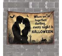 Detti su cartelli in legno Quando siamo insieme, tesoro, ogni notte è Halloween. Arazzo Bosses decorazioni per il giorno del portico primaverile (75 x 100 cm)