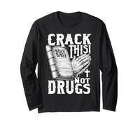 Detto cristiano Sacra Bibbia Crack This Not Drugs Croce Dio Maglia a Manica