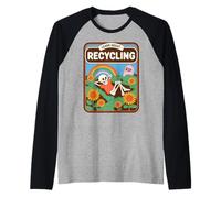 Detto Divertente Impara a Conoscere Il Riciclaggio di Scheletro Fiore Donne Uomini Maglia con Maniche Raglan