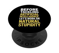 Detto divertente sul sarcasmo naturale contro la logica AI Donne Uomini PopSockets PopGrip Adesivo