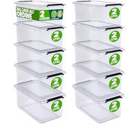 Deuba® 10x Contenitore Trasparente 2L con Coperchio BPA Free Plastica | Maniglie Funzione di Cerniera, Impilabili, 20x15x12cm, Organizer Cucina, Camera da Letto, Scatole, Contenitori Trasparenti