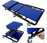 Deuba® 2in1 Pedana Sgabello da Officina Carrello sotto Auto Carico Max 150 kg Lettino Montaggio Riparazioni Meccanico con 6 Ruote