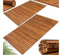 DEUBA 2xTappetino da Bagno in Legno di Acacia 80x50cm
