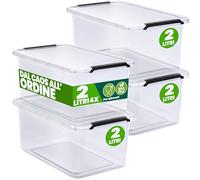 Deuba® 4x Contenitore Trasparente 2L con Coperchio BPA Free Scatole Impilabili Scatola Organizer Cucina Congelatore Contenitori Plastica Box Frigo