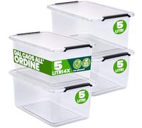 Deuba® 4x Contenitore Trasparente 5L con Coperchio BPA Free Scatole Impilabili Scatola Organizer Cucina Congelatore Contenitori Plastica Box Frigo