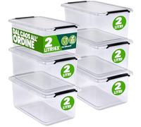 Deuba® 6x Contenitore Trasparente 5L con Coperchio BPA Free Scatole Impilabili Scatola Organizer Cucina Congelatore Contenitori Plastica Box Frigo