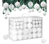 Deuba Casaria® Set 100 Pz Palline di Natale in Plastica Polistirolo, Decorazioni Natalizie per Interni, Addobbi Natalizi per Albero di Natale, 6cm, 4cm, 3cm - Rosso, Rosa, Argento, Oro, Rame, Bianco