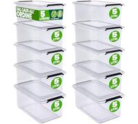 Deuba Contenitore Trasparente 5L 10x | Coperchio, BPA Free, Scatole Impilabili, Scatola, Organizer Cucina, Contenitori Congelatore, Box in Plastica, 30x20x12cm