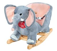 DEUBA® Elefante di Peluche a Dondolo in Legno con Suoni Cintura di Sicurezza Giochi Infanzia Bambini Giocattolo Regalo