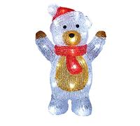 Deuba Figura Acrilica a LED Orsetto Polare Teddy Interno Esterno 30x19x11,5 cm Decorazione di Natale Addobbo Feste Natalizie
