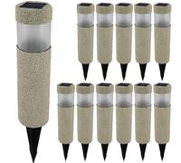 Deuba® Lampada Solare da Esterno Set da 12 LED Protezione IP44 Sensore Crepuscolare Luce Sentiero Balcone Giardino