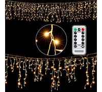 Deuba Luci Natale Balcone Esterno Interno 600 LED Bianco Caldo Telecomando 8 Modalità Timer Dimmerabile Lucine Natalizie a Cascata