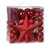 Deuba® Palline per Albero di Natale Set 77pz con Puntale Lucide Opache Ø 3/5/7 cm Decorazioni Addobbi Natalizi