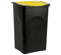Stefanplast Ecogreen - Pattumiera con copertura gialla, 50 l, colore: nero, 37 x 37 x 56 cm