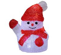 Deuba Pupazzo di Neve a LED in Acrilico 18,5x15x11 cm Figura Deco Natalizia a Batteria Interni