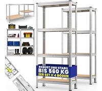 Deuba Scaffale ad alta portata 2 pezzi in metallo capacità di carico totale kg 170x75x30cm 4 ripiani in MDF