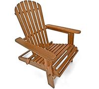 Deuba® Sedia Prendisole Relax Adirondack in Legno d' Acacia Pieghevole estremità arrotondate per Giardino o terrazza