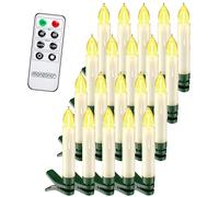 Deuba® Set 20 Candele a LED Albero di Natale Bianco Caldo Batteria Wireless con Timer e Telecomando Lucine Natalizie