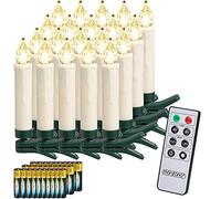 Deuba® Set 20 Candele a LED Albero di Natale Luce Bianca Batteria Wireless con Timer e Telecomando Lucine Natalizie