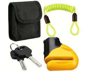 Deuba Set Bloccadisco per Moto Lucchetto per Bici 3 Chiavi Antifurto Biciclette Cavetto Borsa