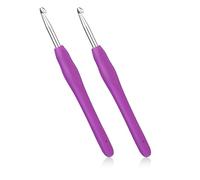 Deudy 2 uncinetti da 5 mm, per bambini, uncinetti ergonomici, attrezzi per uncinetto per principianti a maglia, con manico in silicone colorato, ideali per articoli per la casa, animali morbidi