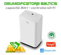DEUMIDIFICATORE 16L PORTATILE CON RUOTE CONTENITORE 3L WI-FI APP Smart Gas R290