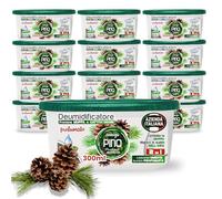 Deumidificatore Armadio Profumato Antimuffa e Assorbi Umidità 12x300ml, Ideale per Bagno, Casa e Ambienti con Muffa Stop (Pino)