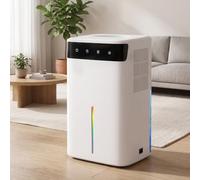 Deumidificatore Elettrico 2600ML, Mini Deumidificatore per Piccoli Ambienti con Modalità Notte Silenziosa, Luce RGB e Funzione di Sbrinamento, per Camera, Bagno e Cantina, Bianco Neve