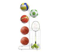 Deurqund Supporto per palla con ruote, supporto per palla in piedi a 5 piani, organizer per attrezzi sportivi, basket, calcio, 5 kg/livello, 58 x 23,5 x 116 cm, ideale per garage, palestra, sala