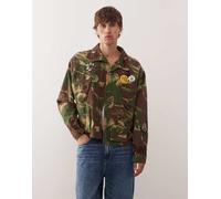 Deus Ex Machina - Ahmisa - Giacca mimetica stile vintage con ricami e spille-Blu S