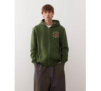 Deus Ex Machina - Basto - Felpa con cappuccio kaki con logo e zip-Verde S