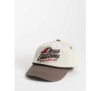 Deus Ex Machina - Cappellino trucker in 100% cotone con logo, chiusura in pelle a contrasto e visiera color avorio e marrone-Bianco One Size