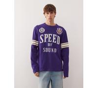 Deus Ex Machina - Eight Track - Top in jersey a maniche lunghe pesante viola scuro L