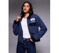 Deus Ex Machina - Lyon - Giacca trucker blu navy a righe bianche-Multicolore XL