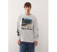 Deus Ex Machina - Migration - T-shirt a maniche lunghe bianca con stampe-Multicolore M