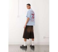 Deus Ex Machina - T-shirt azzurra con grafica "Lady Libertine"-Blu XS