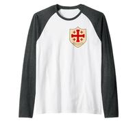 Deus Lo Vult - Croce di Gerusalemme - Templare Maglia con Maniche Raglan