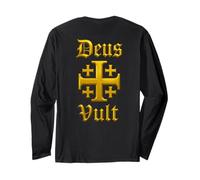 Deus Vult - Croce di Gerusalemme - Cavaliere Cattolico Maglia a Manica