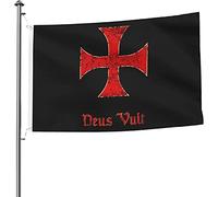 Deus Vult Crusader Templar Cross Flag Con 2 Occhielli Bandiera Durevole Bandiere Per Giardino Balcone Feste 90X150Cm