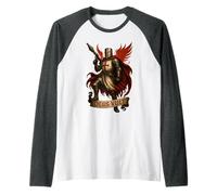 Deus Vult: epico Cavaliere del Tempio Cristiano - crociato Maglia con Maniche Raglan