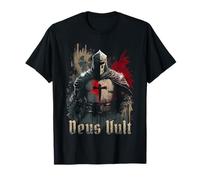 Deus vult medievale cavaliere templare crociato Maglietta