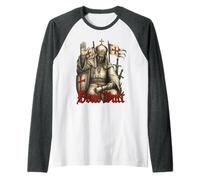 Deus Vult - Re Baldovino IV di Gerusalemme - Crociati Maglia con Maniche Raglan