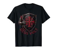 Deus Vult T-Shirt Cavalieri Templari Crociati Chiesa Maglietta